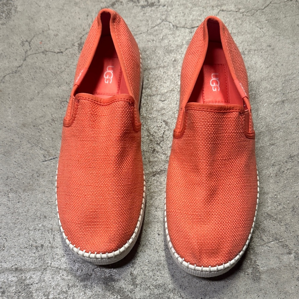 UGG Vibrant Coral Canvas Slip-Ons
